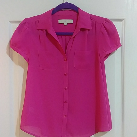 LOFT Hot Pink blouse - Picture 1 of 9